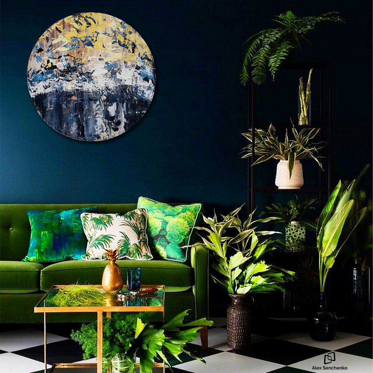 Abstract Acrylic Painting By Alex Senchenko, 31 X 31, Abstract 22108, Original Artwork