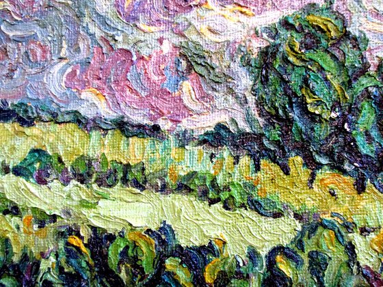 Highland landscape on hessian