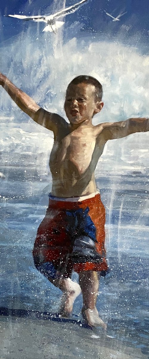 Beach Boy with Seagulls by Paul Cheng