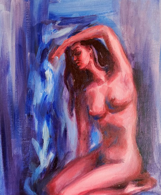 Blue Series Naked Woman in the bedroom
