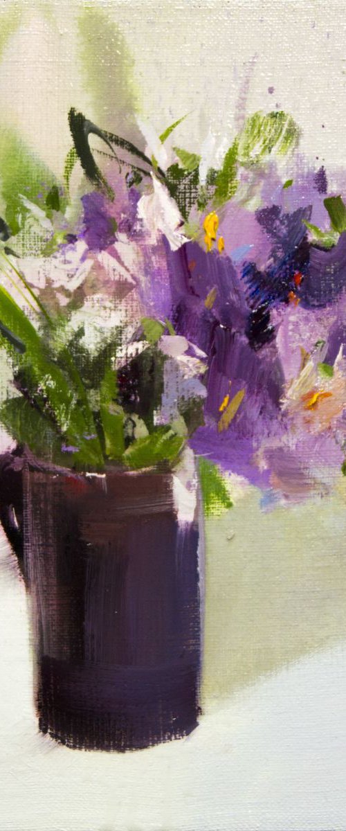 Still Life Oil Painting with the Bouquet of Flowers "WV" by Yuri Pysar