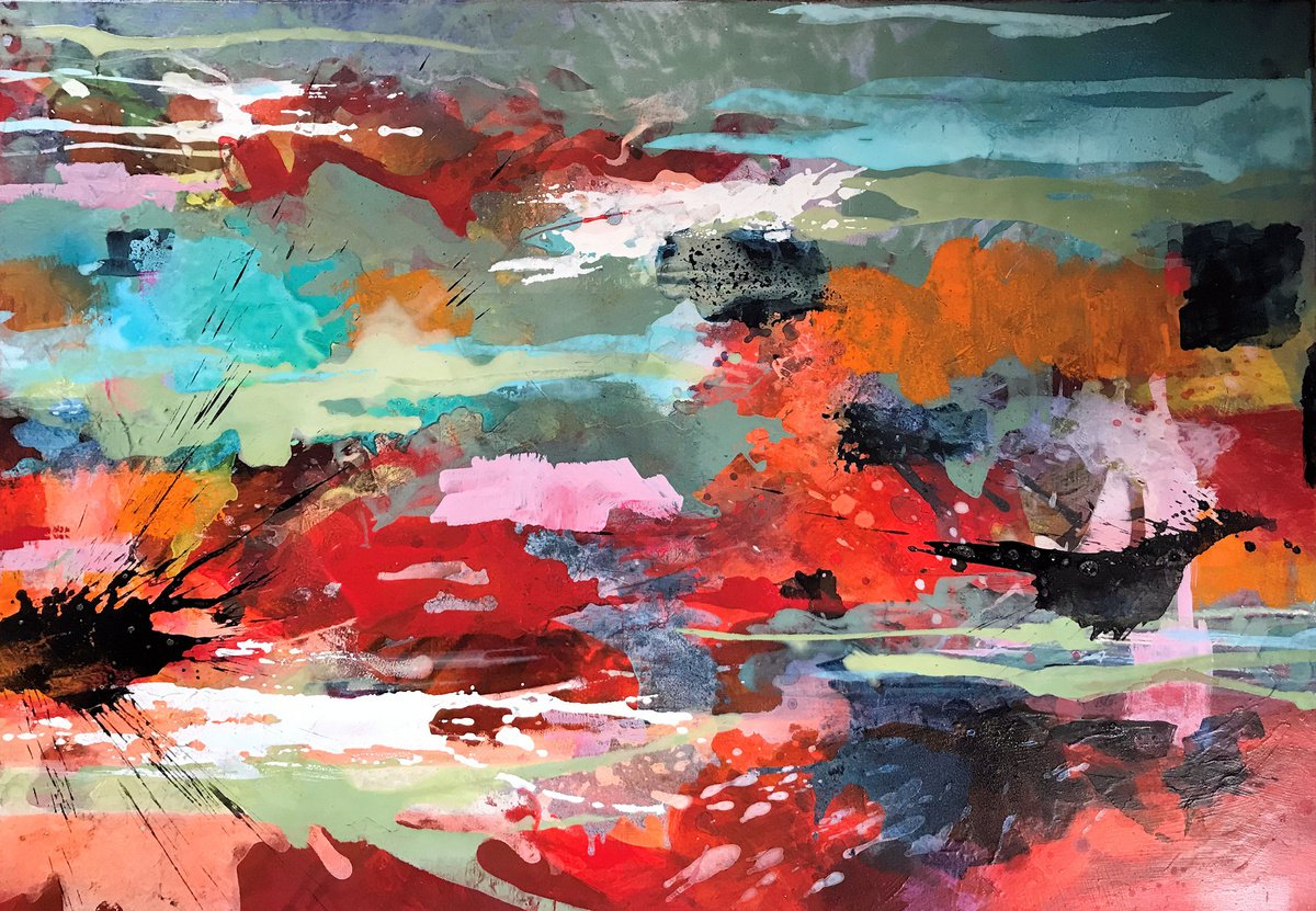 Abstract red landscape II by Anja Stemmer