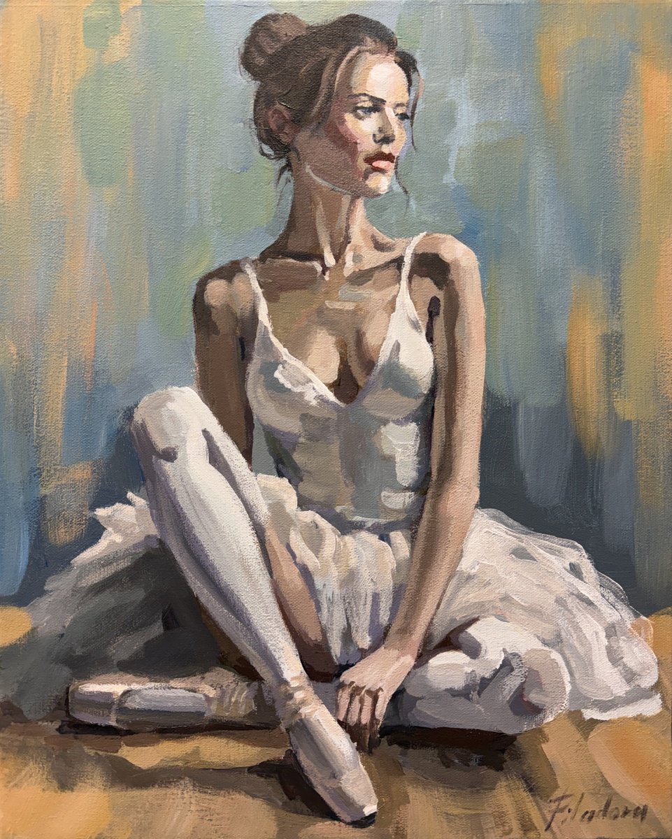 Impressionistic Portrait Acrylic Painting By Tatiana Filipowicz, 16 X 20", After The Rehearsal, Original Artwork