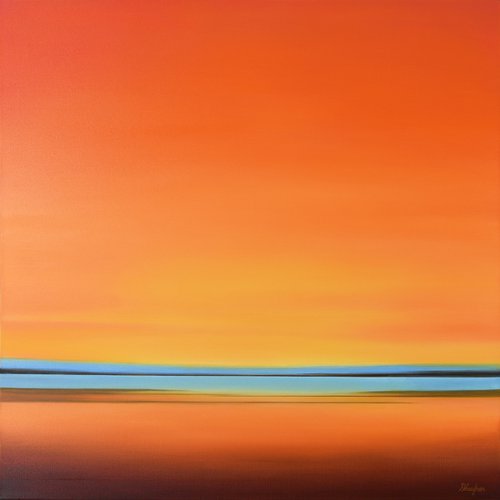 Vibrant Sky Glow - Colorful Abstract Landscape by Suzanne Vaughan