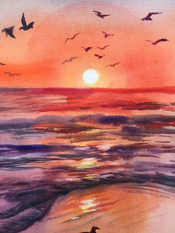 Sunset over the sea