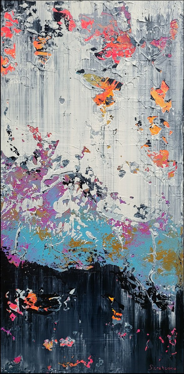 Abstract Acrylic Painting By Alex Senchenko, 20 X 39, Abstract 22167, Original Artwork