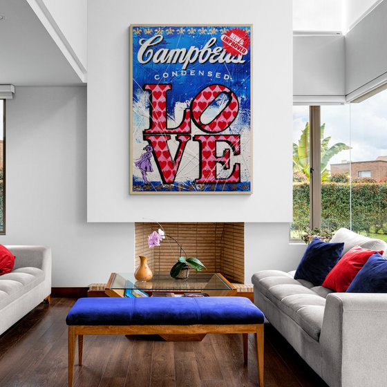 New & Improved Love 140cm x 100cm Campbell's Soup Love Textured Urban Pop Art