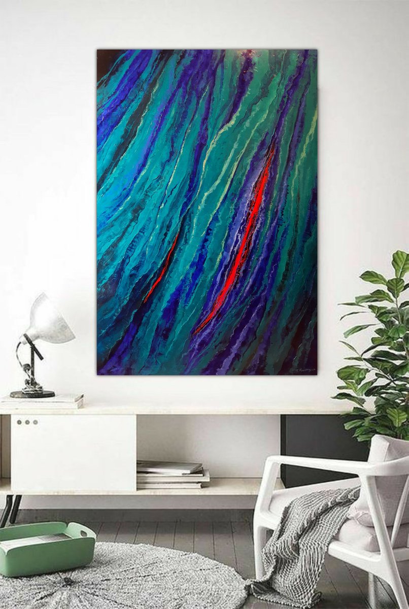 Abstract Oil Painting By Tigran Mamikonyan, 39 X 59", Scar Iv 100X150Cm, Original Artwork