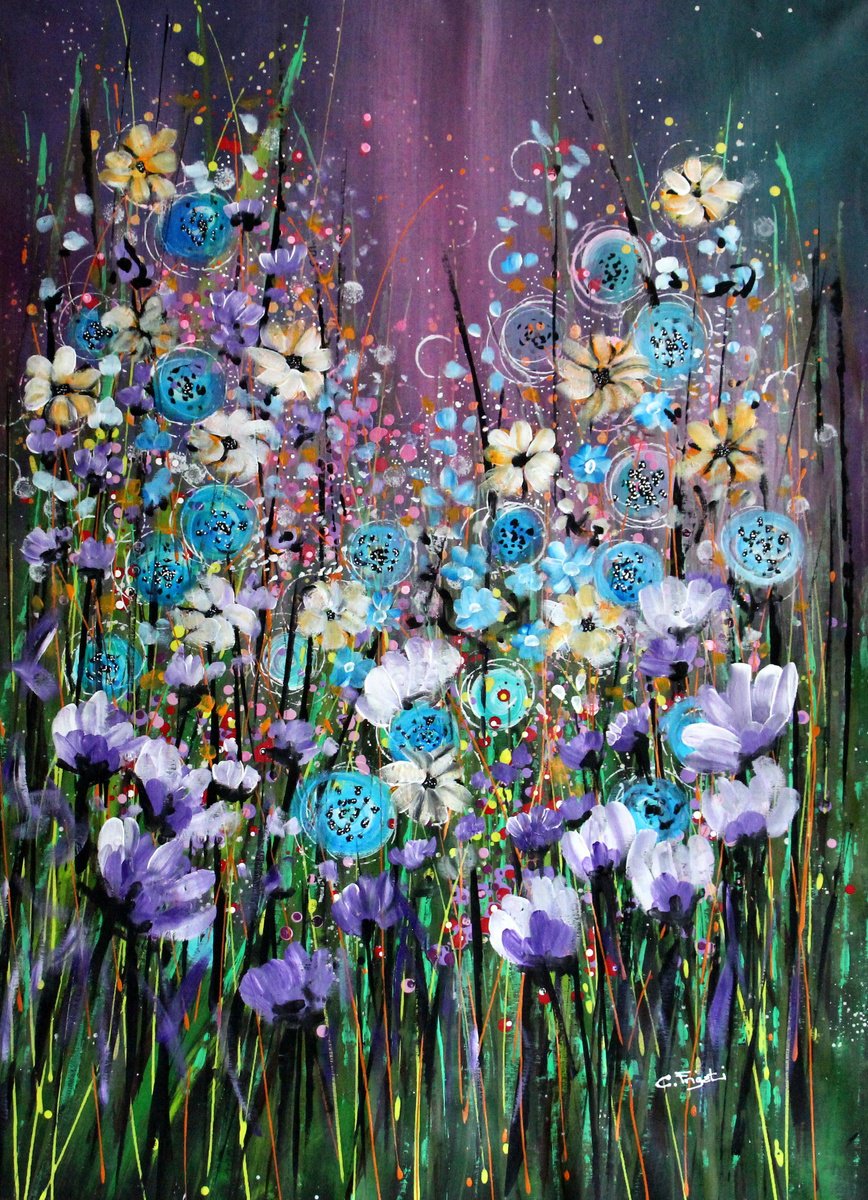 Impressionistic Landscape Acrylic Painting By Cecilia Frigati, 32 X 43, Forgotten Tales #1, Original Artwork