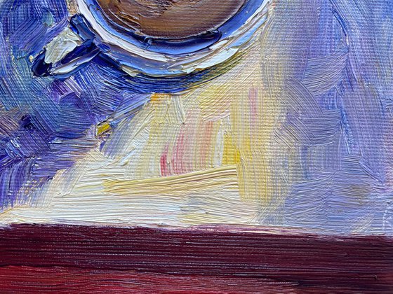 Coffee Oil Painting on Canvas, Small Original Artwork, Kitchen Wall Art, Cafe Decor, Coffee Lover Gift