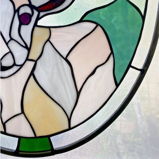 Stained Glass Lamb Window Panel