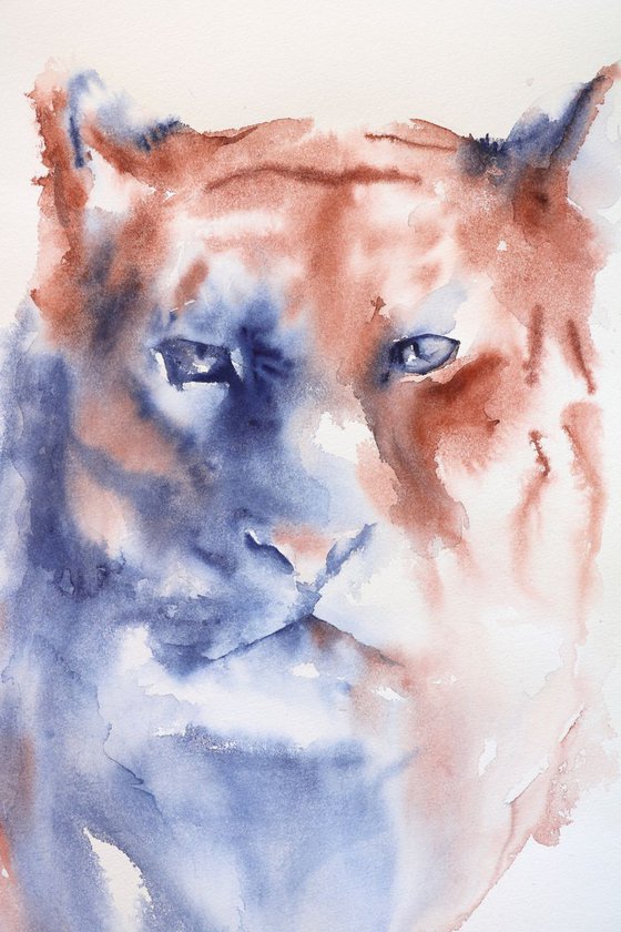 Tiger watercolour large "Into the jungle"