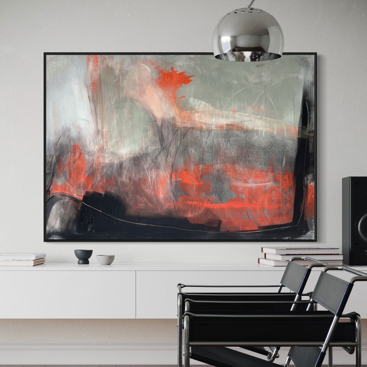 Abstract Landscape Acrylic Painting By Cheryl Harrison, 57 X 39, Ash, Original Artwork