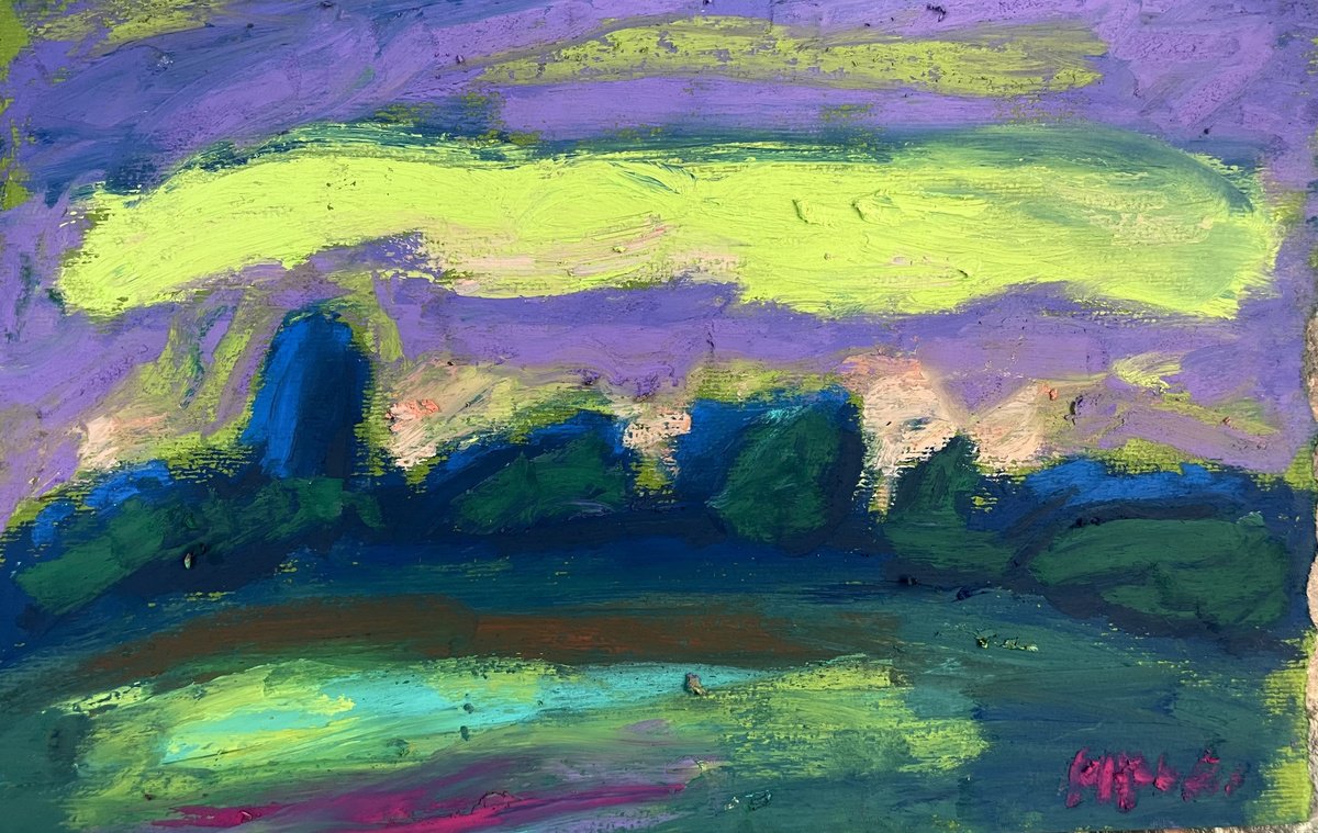 Expressive Landscape Pastel Drawing By Milica Radovic, 10 X 7", Thoughts Iv, Original Artwork