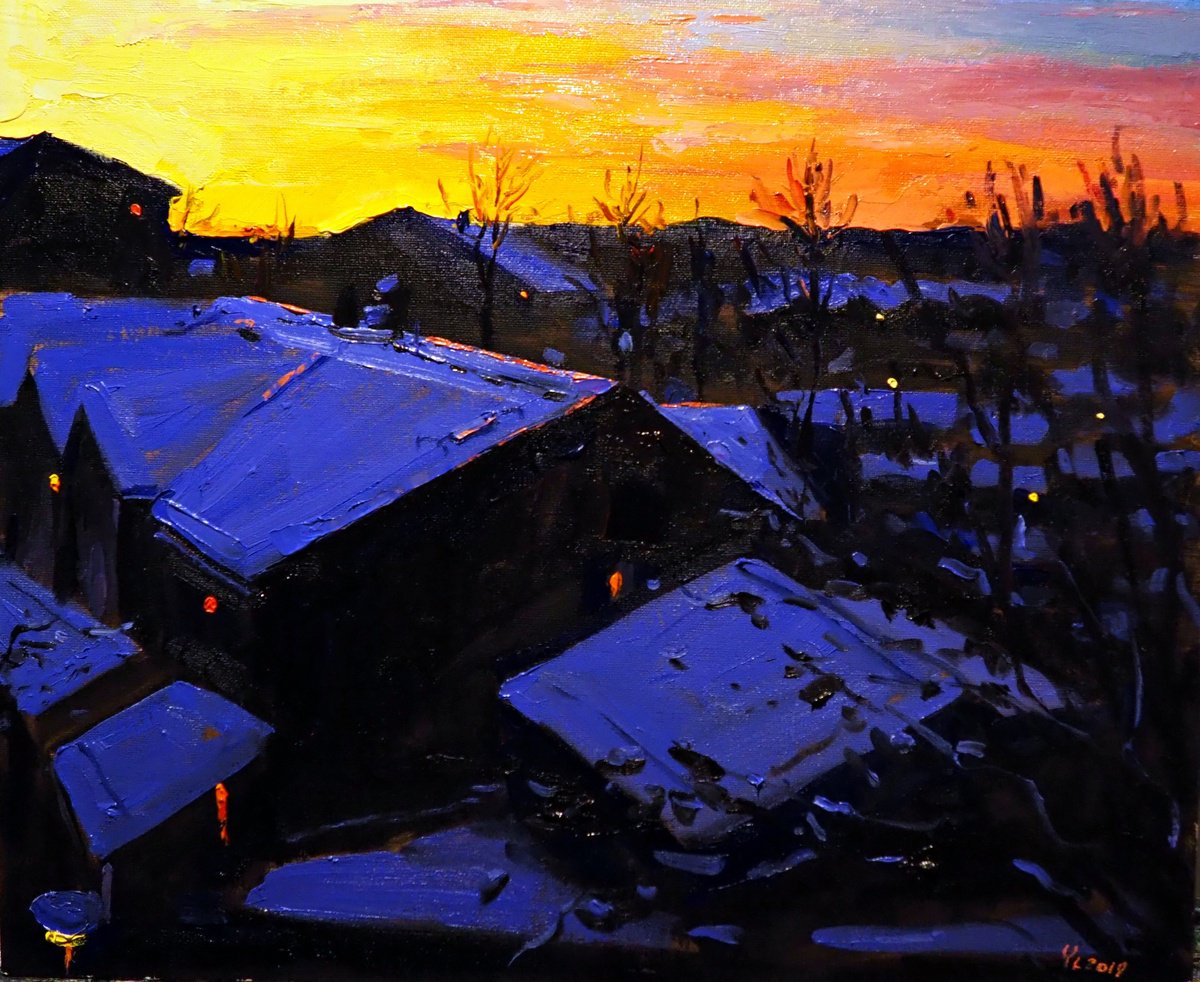 Impressionistic Landscape Oil Painting By Yuanyuan Liu, 18 X 15", Winter Landscape, Original Artwork