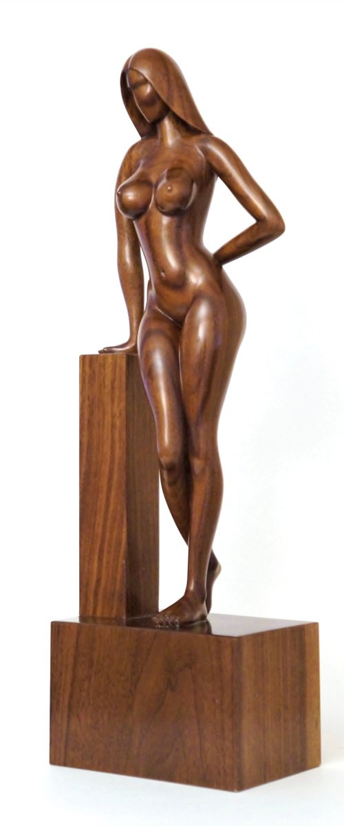 Nude Woman Wood Sculpture FIFTY SHADES OF BROWN by Jakob Wainshtein
