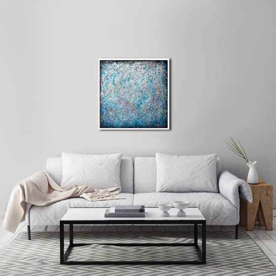 TURQUOISE DREAM (Heavy texture Palette knife Original Abstract Painting)