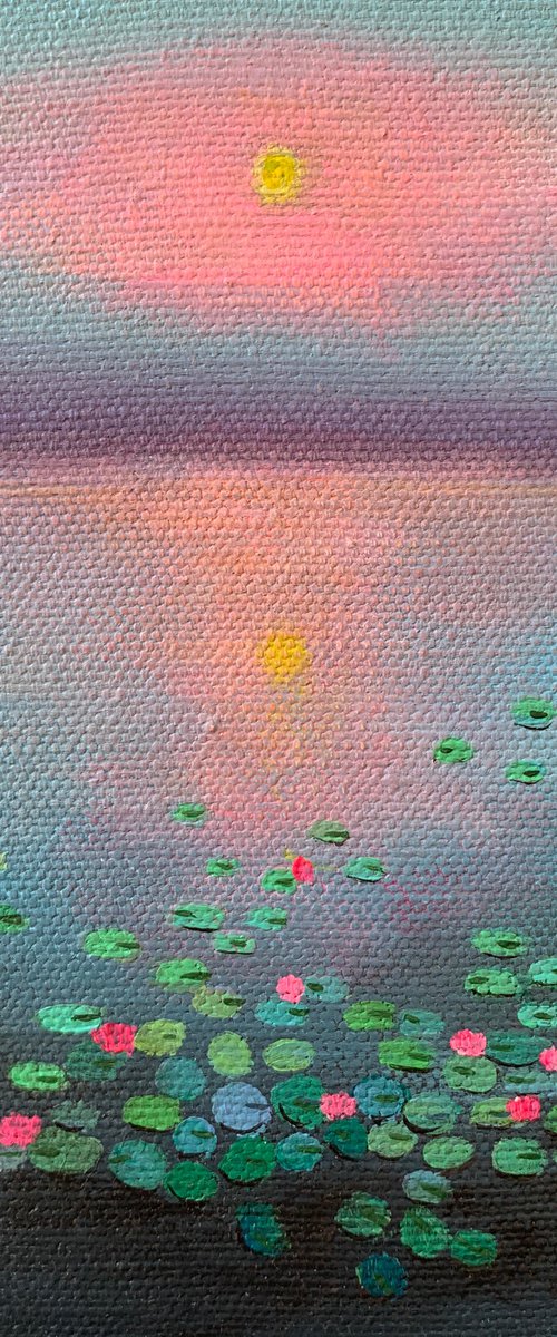 Sunset in a blush ! Small Painting!!  Ready to hang by Amita Dand