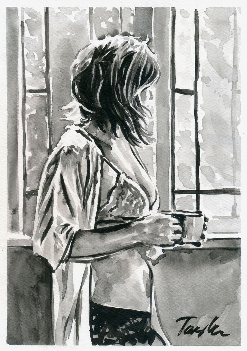 Urban And Pop Portrait Ink Drawing By Tashe, 8 X 12", She Will Be Loved, Original Artwork