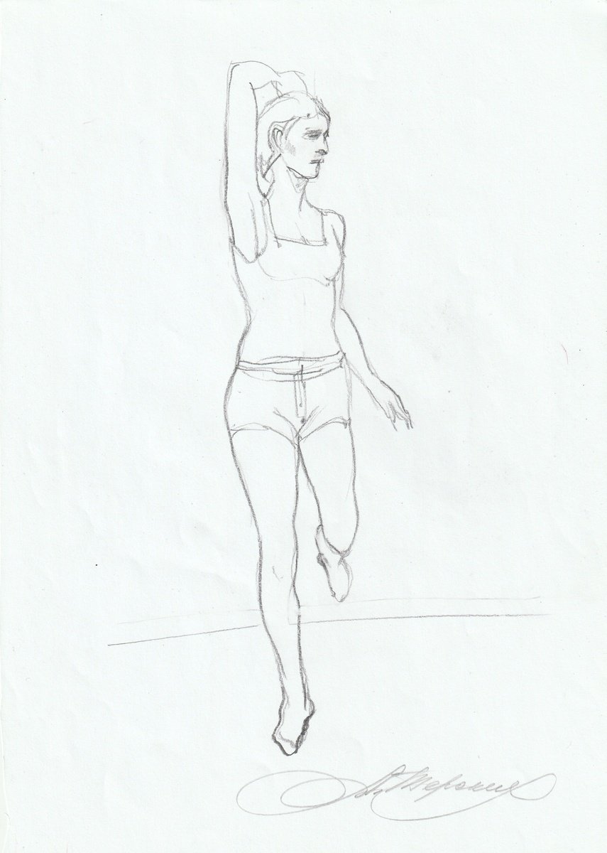 Portrait Pencil Drawing By Anastasia Terskih, 8 X 12, Nude, Original Artwork