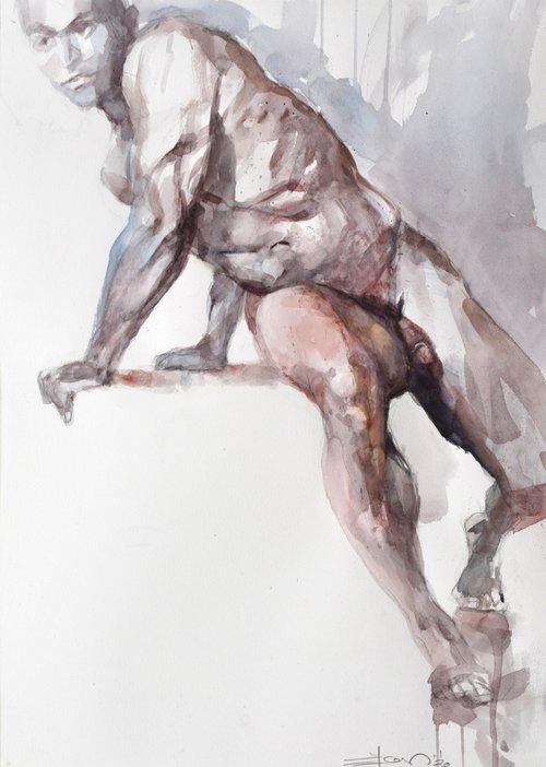 Male nude 2 by Goran Žigolić Watercolors