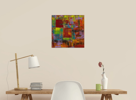 Red square - abstract colorful geometric art