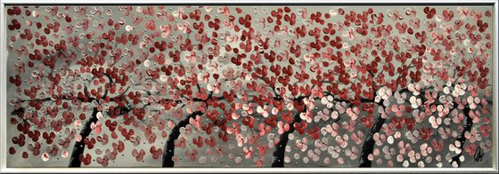 Five Friends  acrylic abstract painting cherry blossoms nature painting framed canvas wall art