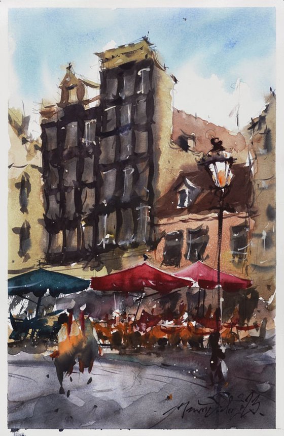 Amsterdam, watercolor painting