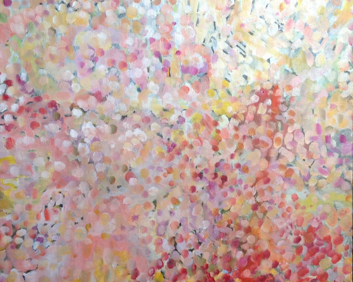 Organic Abstract Oil Painting By Chris Walker, 18 X 15, Soft Bumps, Original Artwork