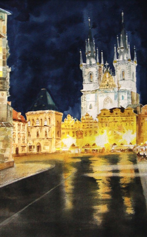 Night Prague by Elena Gaivoronskaia
