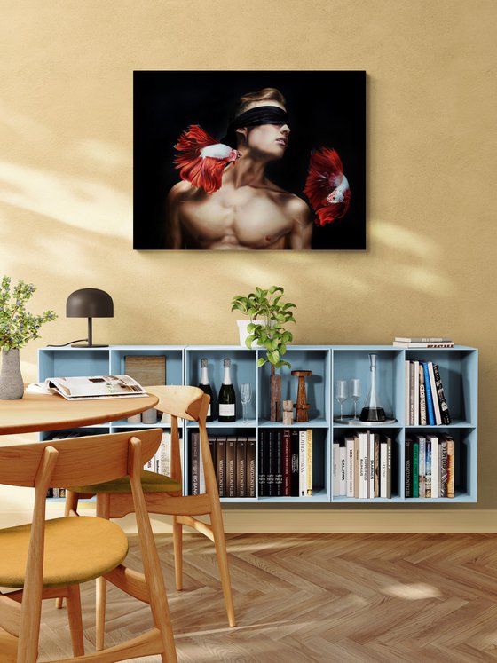 Blindfolded man