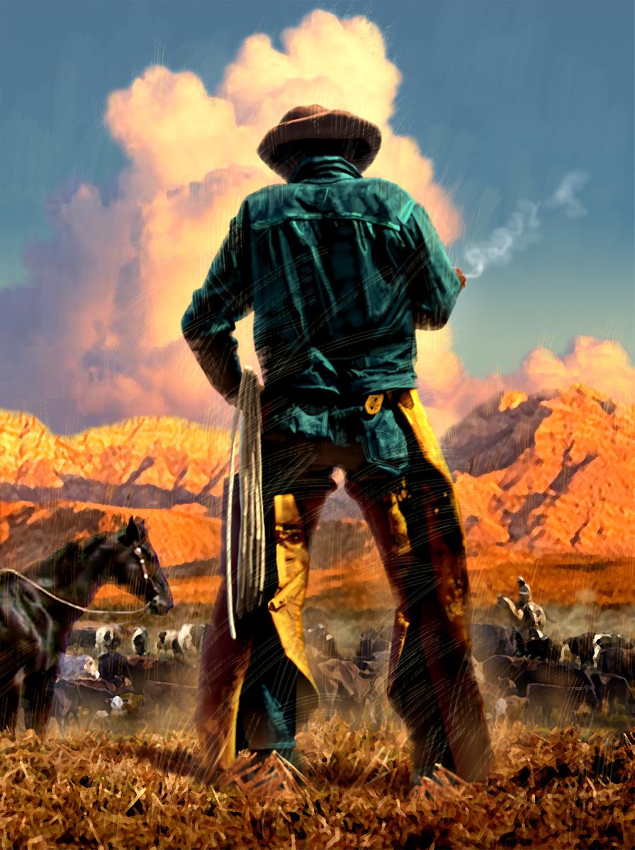 Cowboy in the Sunset by Paul Cheng