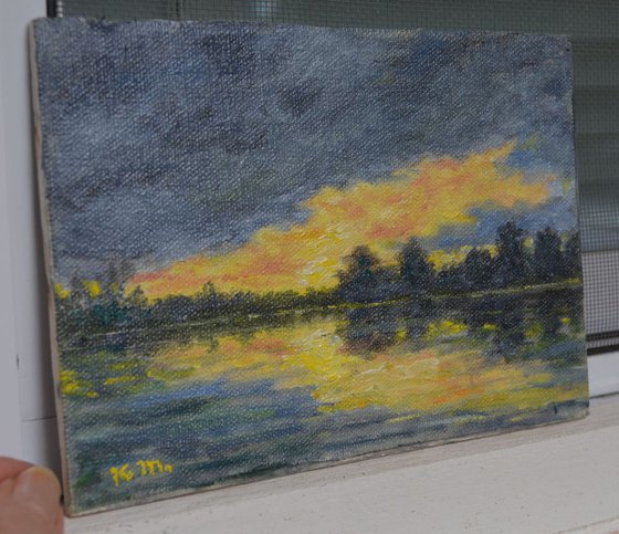 Night Sky Reflections - 5X7 oil (SOLD)