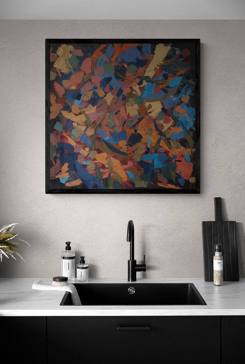 Geometric Abstract Acrylic Painting By Alena Reit, 24 X 24, Naomi, Original Artwork