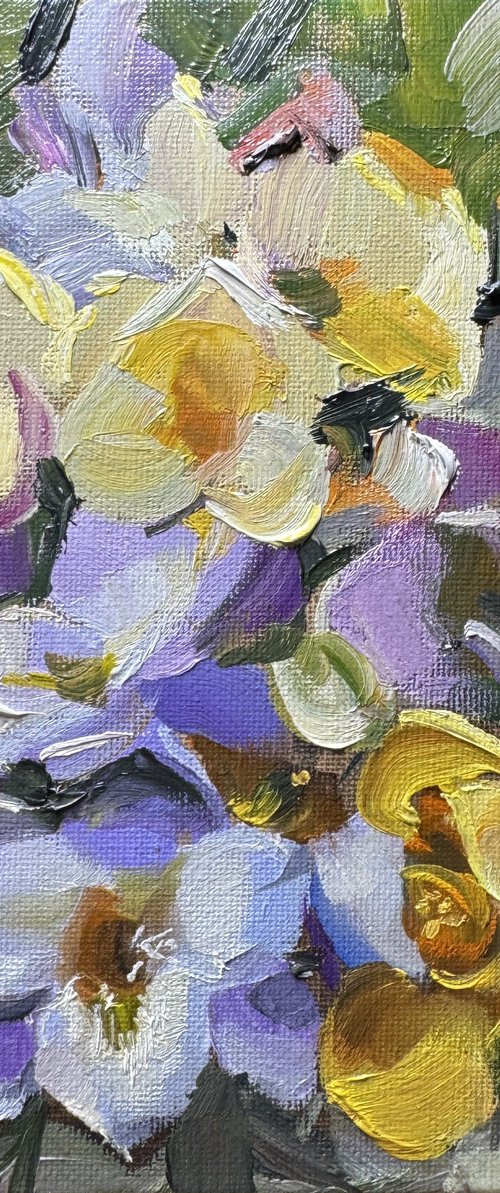 Spring Harmony: Daffodils and Irises by Olena Hromova