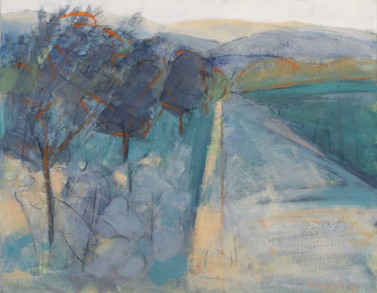 Misty Road Glen Prosen. Original Scottish Landscape on Canvas by Chrissie Havers