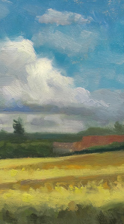 Cornfield in Camille Corot's French countryside, impressionism by Gav Banns