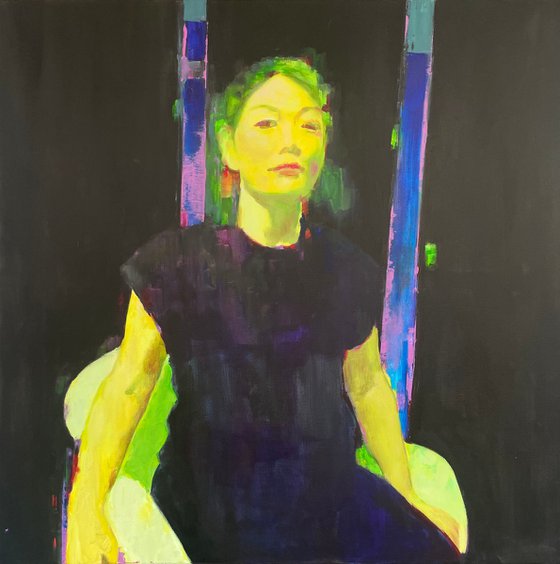 portrait in lemon yellow