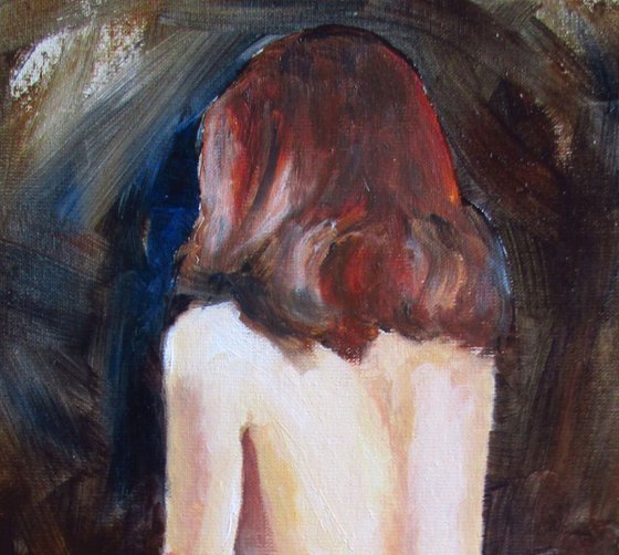 Lady In Red-erotic oil painting abstract background.