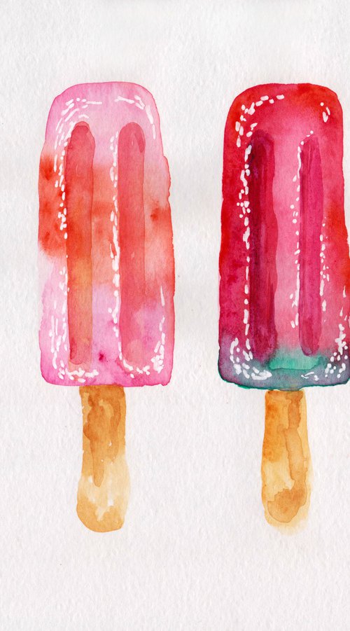 "Hello Summer!" watercolor painting on paper, wall art, interior art, interior design, gift, food art. by Alexandra Dobreikin