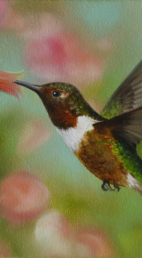 Hummingbird with Flowers by Natalia Shaykina