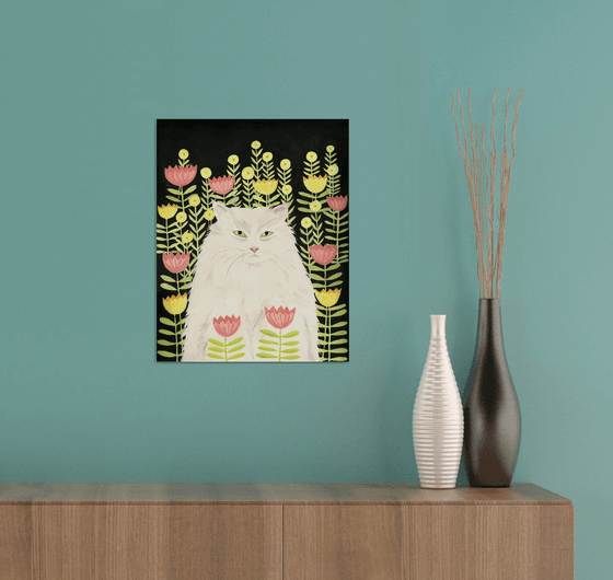 Persian cat in summer garden