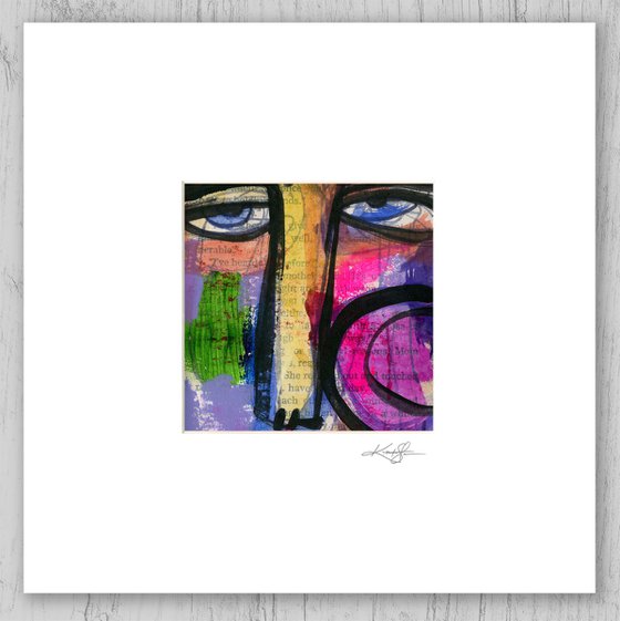 Funky Face 2020 -1 Mixed Media Painting in mat by Kathy Morton Stanion