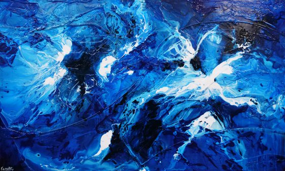 Pure Aquatic 200cm x 120cm Blue White Textured Abstract Art