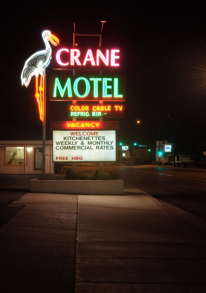 Graphic Cityscapes Photograph By Tom Hanslien, 33 X 47", Crane Motel, Original Artwork