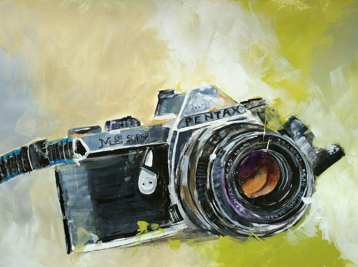 Old Pentax Painting acrylic on paper 42x29,7cm by Henryfinearts
