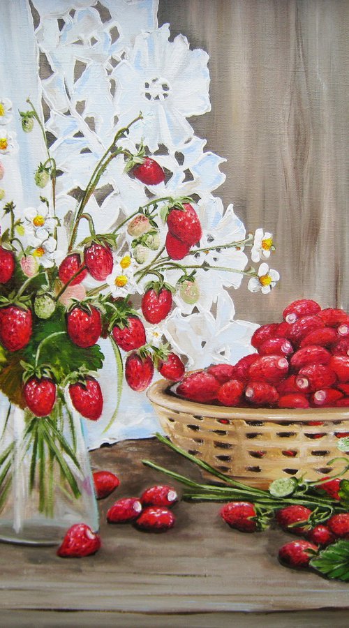 Strawberries, Rustic Still Life by Natalia Shaykina