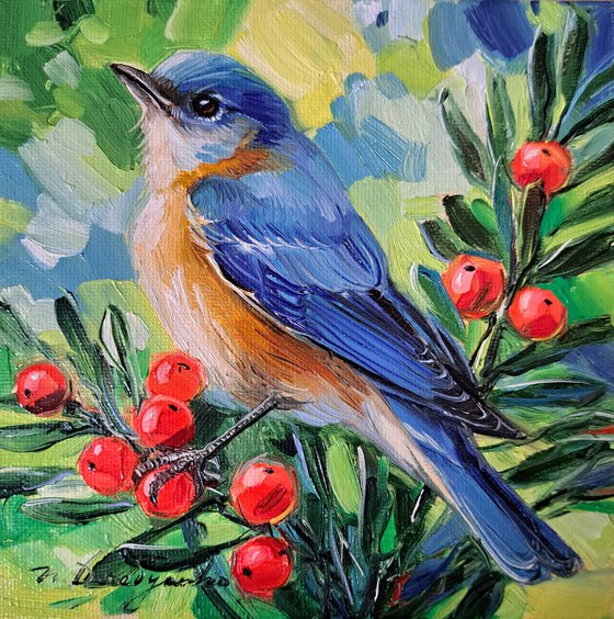 Bluebird bird painting