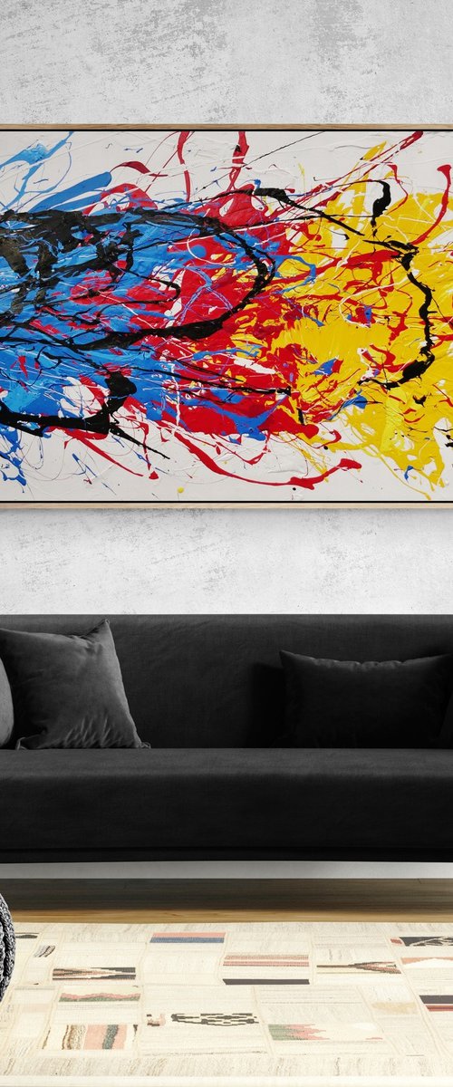 Colour Crash 240cm x 100cm Textured Abstract Art by Franko
