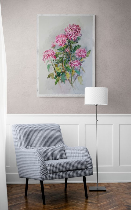 Pink Chrysanthemums Elegance